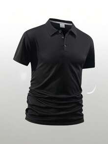 Men's Casual Business Banquet Fashion Minimalist Polo Shirt - Black - View 2