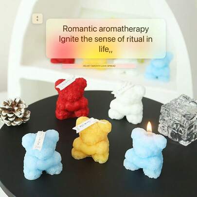 Cute Little Gift Rose Bear Scented Candle Girlfriend Birthday Gift Valentine's Day Bear Shape Scented Candle