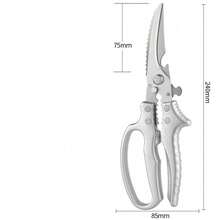 1pc Professional Heavy Duty Spring Loaded Sharp Kitchen Scissors With Handle And Lock Mechanism - Heavy Duty Bone Shears Suitable For Meat, Chicken, Steak, Lamb, Fish - Designed Sharp Blades For Barbecue, Butchery And Bone Cutting - Silver - View 7