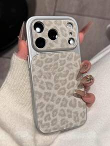 奢华闪亮豹纹镜头保护手机壳，适用于 17 Pro Max 16 15 14 Pro Max 13，时尚创意个性化后盖 - 淺灰色 - 查看 4