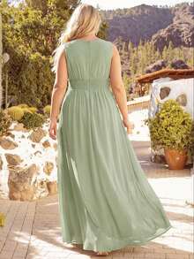 EVERPRETTY Elegant Sleeveless Round Neck Sequin High Waist Sage Green Bridesmaid Dress, Party Dress, Semi-Formal Evening Gown, Valentine's Day Dress - Mint Green - View 5