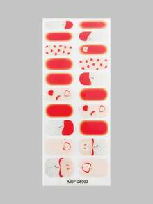 1 Sheet Red Apple-Themed Full-Cover Nail Stickers - With Red-Silver Glitter Splicing & Cute Apple Patterns, Lively Vitality Style, Suitable For Spring Outings, Daily Commute & Girlfriends' Spring Gatherings, Adhesive & Fitted, Easy To Create Spring Sweet Vitality Nail Looks - Multicolor - View 9