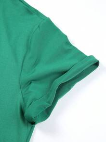 Ladies' St. Patrick's Day Green T-Shirt - Letter Leopard Print And Checkered Clover Heart Shape, Casual Short-Sleeved Round Neck - Xanh lá cây 16 - Xem 4