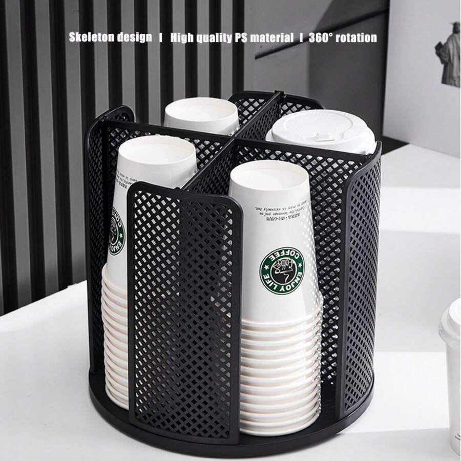 1pc Plastic Cup Holder Storage Box - Stackable, Space-Saving Design, Suitable For Coffee Cups And Lids, Multipurpose For Home, Office, Kitchen, Bar, Buffet, Easy To Clean - Multicolor - View 1