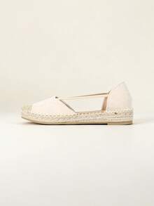 Women's Flat Espadrilles With Round Toe And Braided Jute Sole, Closed Espadrille Shoes With Crossed Elastic In Black, Beige And Brown For Summer And Everyday Wear - 米色 - 查看 5