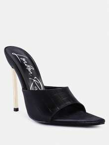 Bottoms Up Strappy Slip On Stiletto Heels - Black - View 2