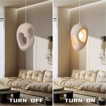 1pc Cement & Concrete Foam Pendant Light, Cream Modern Style Suitable For Various Rooms, Living Room, Bedroom, Tea Room, Dining Room, Cafe (Excluding Bulb And Light Source) - White - View 7