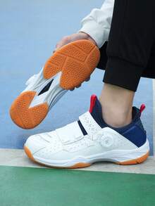 Men's Badminton Shoes, Dial Lace-Up, Carbon Plate Support, Ultra-Light Breathable Non-Slip , Professional Badminton Match & Training Shoes, Tennis Shoes - Blue and White - View 3