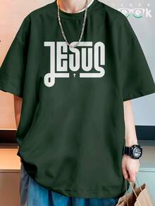Camiseta Oversized Streetwear Jesus Cruz Yeshua Estampa Cristã REF 3409 FLUXOGEEK - Verde Militar - Visão 7