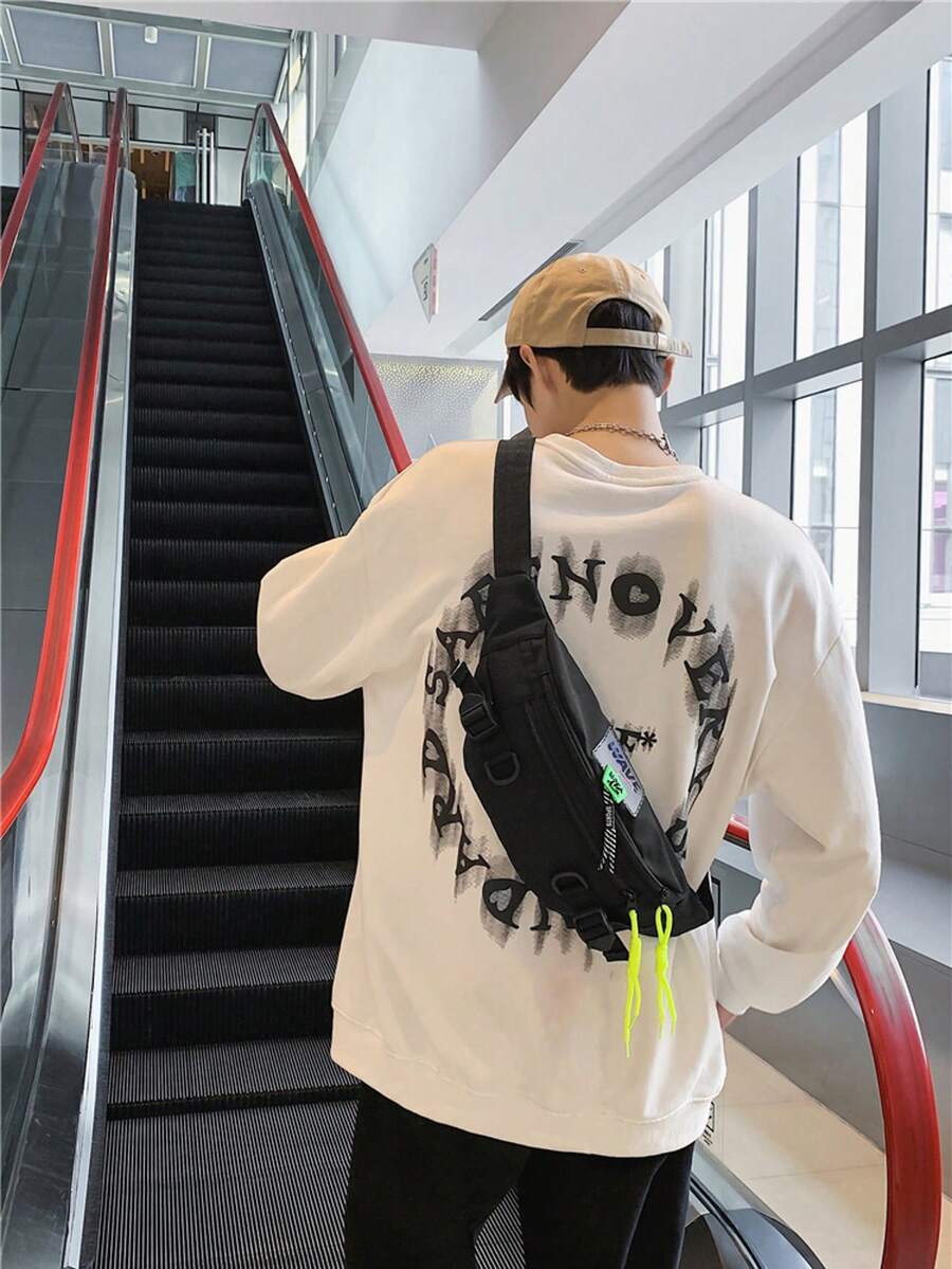 Waist Bag, Crossbody Fanny Pack, Travel Walking Running Hiking Cycling Waist Pouch, Easter, Tote Bags For University - Black - View 1