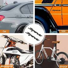 2 PCS Metal Car Sport Sticker 3D Sport Logo Raised Front Hood Grill Letters Decals Badge Emblem Auto Side Fender Rear Trunk Emblem Badge Universal Vehicle Exterior Accessories Black#1 - 黑1 - 查看 6