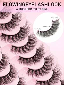 10对俄罗斯条纹蓬松猫眼假睫毛，D卷度，浓密凌乱仿貂毛假睫毛，适用于化妆，条状假睫毛，睫毛，假睫毛，假睫毛，可重复使用，日常化妆工具 - 查看 4