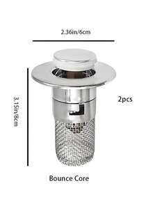 1个毛发收集过滤器，弹出式浴室水槽排水器，不锈钢水槽过滤器带毛发收集器，镀层，适用于排水孔直径3.4-4.0厘米，请检查您的排水孔尺寸！ - 銀色 - 查看 14