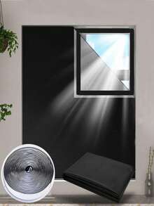 1PC Sunshade Curtains Are Easy To Remove No Need To Drill Holes Magic Tape Adhesive Style Blackout Curtains Opaque Window Curtains - Black - View 5