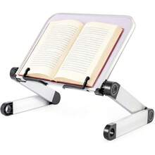 Adjustable Book Holder Stand Lightweight Aluminum Ergonomic Reading & Cooking Book Stand With 360° Rotation For Textbooks Tablets Magazines Recipe Books Office And Home Use - White - View 8