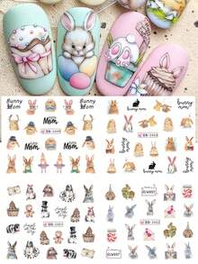 1 bộ 12 mẫu hình dán móng tay chủ đề Lễ Phục Sinh, hình thỏ Phục Sinh dễ thương, hình dán trang trí móng tay chuyển nước. - Nhiều màu - Xem 4