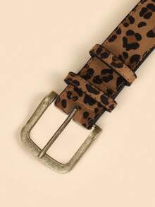 全新女士时尚百搭仿麂皮豹纹装饰腰带 夏季、秋季、万圣节 - 棕色 - 查看 6