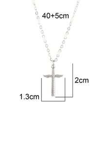 1件金色十字架吊坠项链，不锈钢珐琅珠链项链，女士珠宝礼物 - 項鍊 - 查看 9