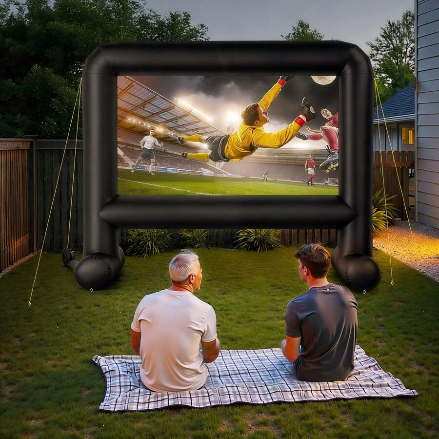 Aufblasbare Filmleinwand Projektion Beamer Leinwand aus 600D, Projektionsleinwand mit tragbarer Aufbewahrungstasche, 16:9, Filmprojektion für Heimkino Mottoparty Poolspaß ( 378 x 130 x 317 cm) - 378 x 130 x 317 cm - Übersicht 1