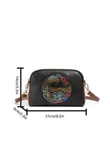 2026新款复古中式西式单肩包 女士时尚中年妈妈包 多层大容量纹理斜挎包 - 黑色 - 查看 11