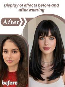 女士轻盈刘海假发 - 自然逼真，无鬓角，隐形轻盈刘海合成假发片 - 彩色 - 查看 6