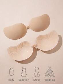 1 Pair Mango-Shaped Adhesive Cleavage Enhancing Nipple Covers, Skin Tone - Apricot - View 3