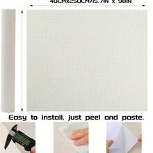 现代简约布纹奶油色壁纸，人造草布米色可剥离自粘防油防潮壁纸，亚麻纹理壁纸，橱柜台面衬里墙贴，艺术墙面房间装饰家居装饰艺术墙，防潮，15.7*393.7英寸 - K-黃色 - 查看 7