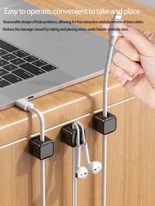 3pcs Cable Management Organizer Set, Magnetic Desktop Cable Clips, Hidden Charging Cable Holder, Suitable For Bedside Table, Kitchen Appliances, Office Supplies - Multicolor - View 11