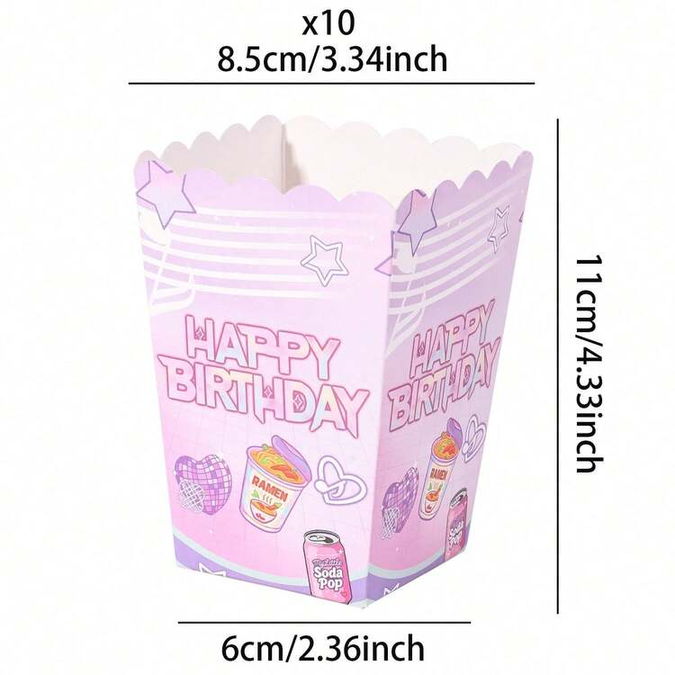 Korean Style Popcorn Box, Korean Theme Birthday Party Supplies Candy Snacks Popcorn Box, Cute Pink K-Pop Party Decoration For Girls And Teenagers - View 7