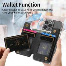 1pc Retro PU Leather Phone With Card Holder Pouch, Zip Wallet, Kickstand, Universal Desk Holder - Multicolor - View 11