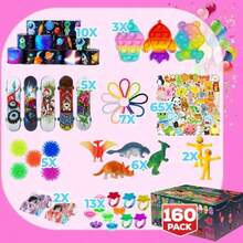160 Pcs Fidget Toys Party Favors Pack Randomly Selected Pop Sensory Set Gifts Stickers For Adults Boy Girl Stocking Stuffers Autistic Bulk Goodie Bag Filler Treasure Box Classroom Prizes School - 160件套多件裝 - 查看 4
