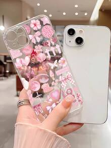 1pc Personalized Pink Collage Graphic Design Full Coverage TPU Phone Case Compatible With IPhone/Galaxy/17/17Air/17Pro/17ProMax/16/16Pro/16Plus/15/15ProMax/15Pro/11/12/13/14ProMax/12Mini/13Mini/11Pro/11ProMax/12Pro/12ProMax/13Pro/13ProMax/14Pro/14ProMax, Creative Elegant Soft Case - Multicolor - View 4