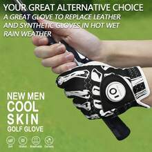 FINGER TEN 1pc Right Hand Golf Glove Men's Left Hand Golf Glove Skull Leather Breathable Comfortable Non-Slip Grip Size S/M/ML/L/XL - Black - View 4