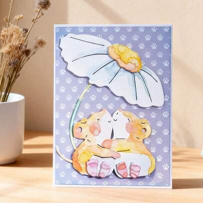 Creative Mouse And Flower Dies, DIY Scrapbooking Album And Embossing Stencil, Greeting Card Making Tool, Card Paper Cutting Crafts ,Gift Card Making Template Die Cuts.