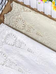 1 Yard Embroidered Decorative Lace Trim, 48cm Hollow Embroidery Fabric For Clothing, Dress, DIY Sewing Supplies - Openwork Flowers - View 2