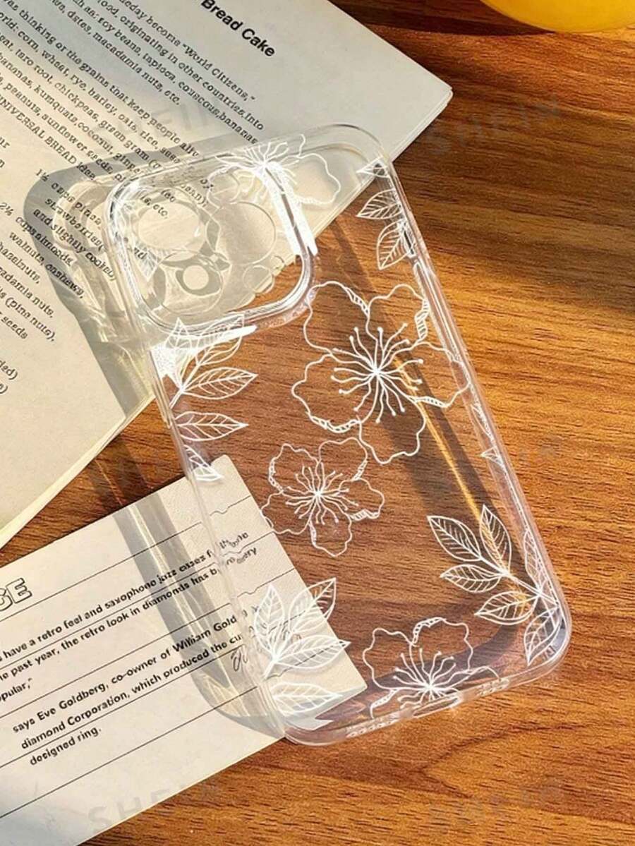 1pc Creative Full-Screen Hibiscus & Leaf Pattern Transparent TPU Material Shockproof Phone Case, Suitable As Holiday Gift For Boyfriend/Girlfriend, Compatible With Apple Xs/Xs Max/Xr/11/12/13/14/14 Plus/15/15 Plus/16/16 Plus/7/8 Plus/17 And Other Models - Multicolor - View 1