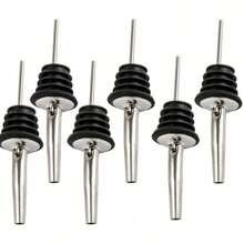 6个装自动旋转式葡萄酒瓶倒酒器，不锈钢橄榄油喷雾器分配喷嘴，酒瓶倒酒器，适用于3/4英寸瓶颈 - 彩色 - 查看 1