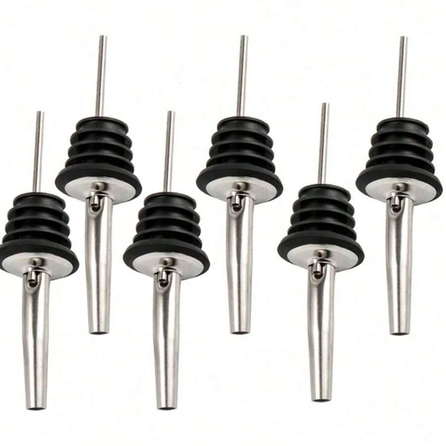 6个装自动旋转式葡萄酒瓶倒酒器，不锈钢橄榄油喷雾器分配喷嘴，酒瓶倒酒器，适用于3/4英寸瓶颈 - 彩色 - 查看 1