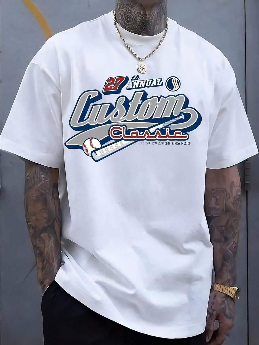 27th Annual Custom Classic Baseball Event T-Shirt For Men Women Sports Fanwear Gift For Baseball Lovers Summer Casual Wear - 白色 - 查看 1