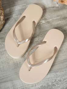 Women's Flat Thong Sandals, Comfortable Fashion Versatile Beach Slippers For Summer, Suitable For Beach, Vacation And Shower - Khaki - View 7