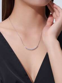 Dây chuyền bạc 925 đính đá Moissanite, mặt dây chuyền tối giản không gây dị ứng, món quà sang trọng cho Ngày Valentine, Ngày của Mẹ, Sinh nhật, Bạn gái, Vợ, Mẹ (Hộp quà kèm giấy chứng nhận) - Bạc - Xem 4