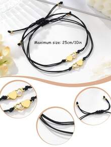 2/3/4-Piece Mother-Daughter Bracelet Set Mother's Day Gift Heart-Shaped Matching Bracelets Daughter's Birthday Present The Perfect Mother's Day Bracelet Gift For Mom And Me Back-To-School & Graduation Season Mother-Daughter Bracelets - Golden Heart Bracelet - View 5