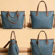 Light Luxury Tote Bag Women's Foreign Style New Fashion Women's Bag Casual Large-Capacity Messenger Bag Women's Shoulder Bag - 藍色 - 查看 2