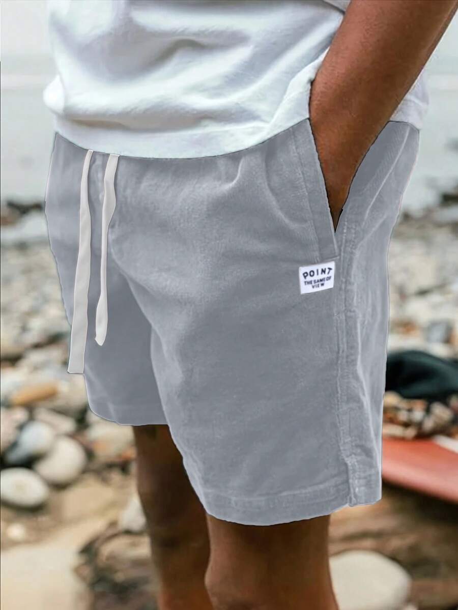 Men's Casual Loose Thin Solid Color Drawstring Shorts, Suitable For Outdoor And Commuting In Summer - Light Grey - View 1