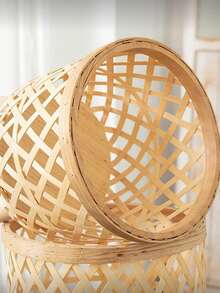 1 pieza Cesta de flores tejida estilo nórdico Ins para decoración de sala de estar, maceta de ratán, soporte de flores de balcón, cesta de mimbre - Beis - Ver 6