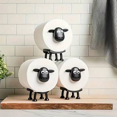 1/3pcs Cute Sheep Shaped Standalone Tissue Box Holder - Adorable Bathroom Decor With Cartoon Eyes, Plastic Bathroom Accessory, Space-Saving For EU/US Homes, No Container Needed, Bathroom Decor & Supplies, Fun Painted Style