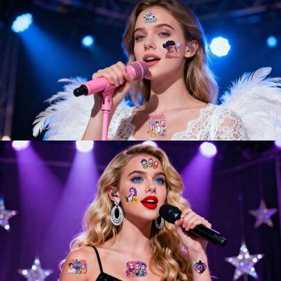 100 piezas/4 paquetes Pegatinas de dibujos animados de bruja de K-Pop, pegatinas de graffiti creativas (aleatorias)