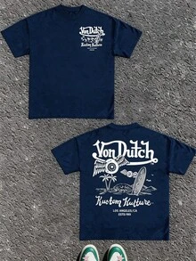 Men's Casual Short-Sleeved T-Shirt, Combining Automotive And Motorcycle Art With Modern Design, Featuring Iconic Patterns – The Perfect Christmas Gift For Motorcycle Enthusiasts. - Màu xanh hải quân GG0225S6 - Xem 1