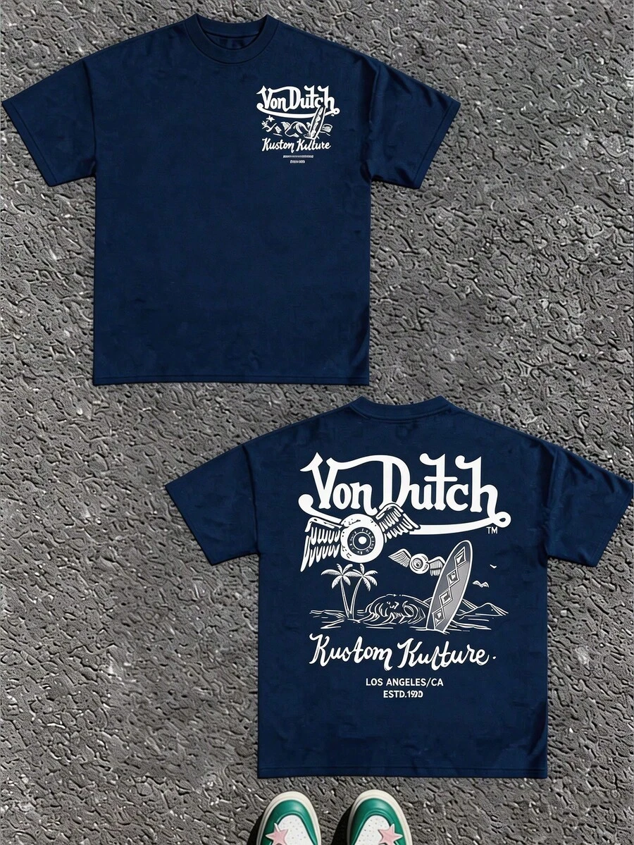 Men's Casual Short-Sleeved T-Shirt, Combining Automotive And Motorcycle Art With Modern Design, Featuring Iconic Patterns – The Perfect Christmas Gift For Motorcycle Enthusiasts. - Màu xanh hải quân GG0225S6 - Xem 1