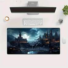 1pc Dark Castle Super Cool Large Gaming Mouse Pad, Thick Desk Mat, Non-Slip Rubber Material Mouse Pad, Great Gift For Friends - Dark Night Castle - View 7